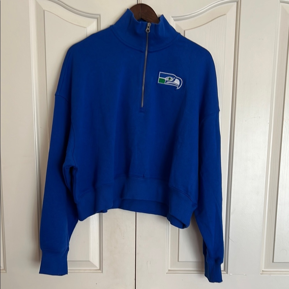 NWT NIKE Blue/Green Quarter-Zip Women's Crop Top Sweater